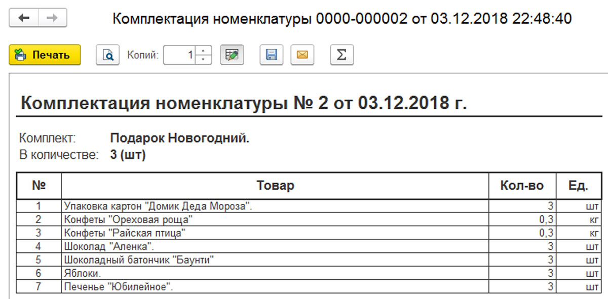 Номенклатура оборудования образец